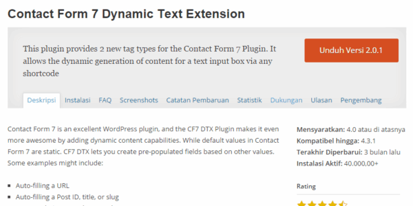 WordPress Contact Form 7 Dynamic Text Extension Plugin