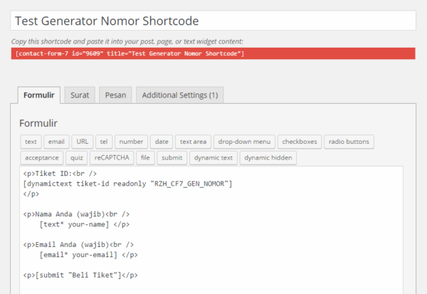 Contoh Form Kontak dengan Generate Code